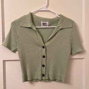 Green collared top